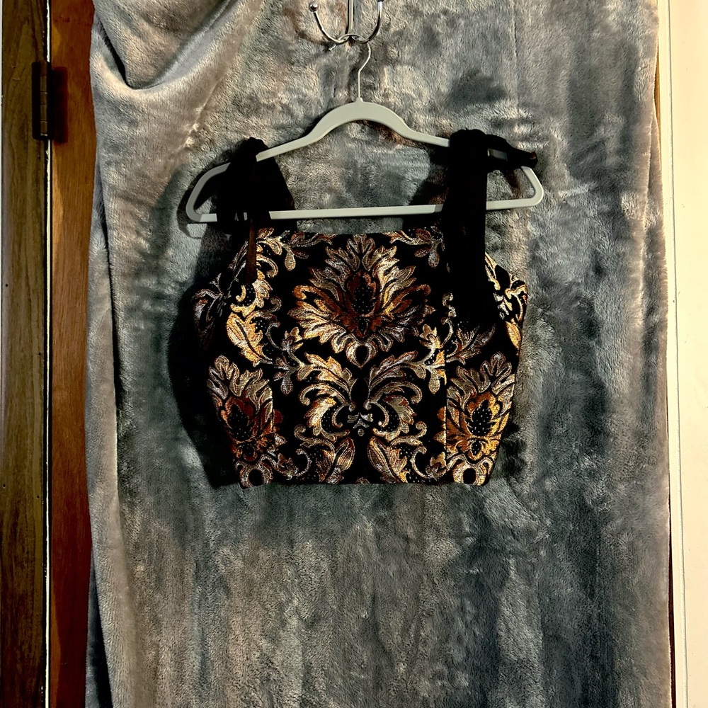 Sunday in Brooklyn Gray Embellished Bustier Tank Top